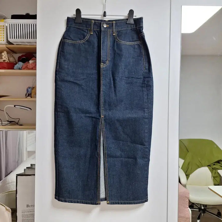 [SOLD OUT] (새상품) 진청 데님 롱 스커트