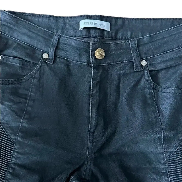 [BUNJANG] Pierre Balmain Biker Denim Pants Black 32 / (정품) 피에르 발망 바이커 데님 팬츠 블랙 32
