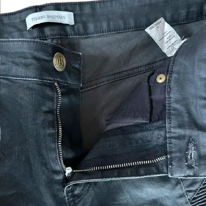 [BUNJANG] Pierre Balmain Biker Denim Pants Black 32 / (정품) 피에르 발망 바이커 데님 팬츠 블랙 32