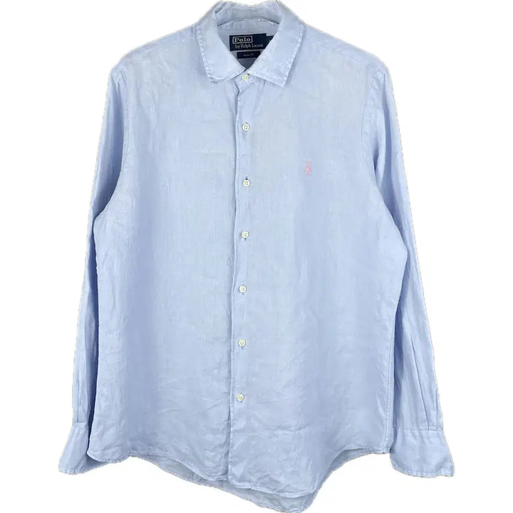 [BUNJANG] Polo Ralph Lauren Linen Dress Shirt / [L] 폴로 랄프로렌 자수 로고 린넨 드레스 셔츠 커스텀핏
