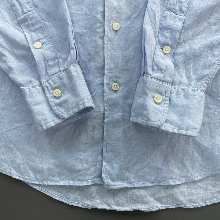 [BUNJANG] Polo Ralph Lauren Linen Dress Shirt / [L] 폴로 랄프로렌 자수 로고 린넨 드레스 셔츠 커스텀핏