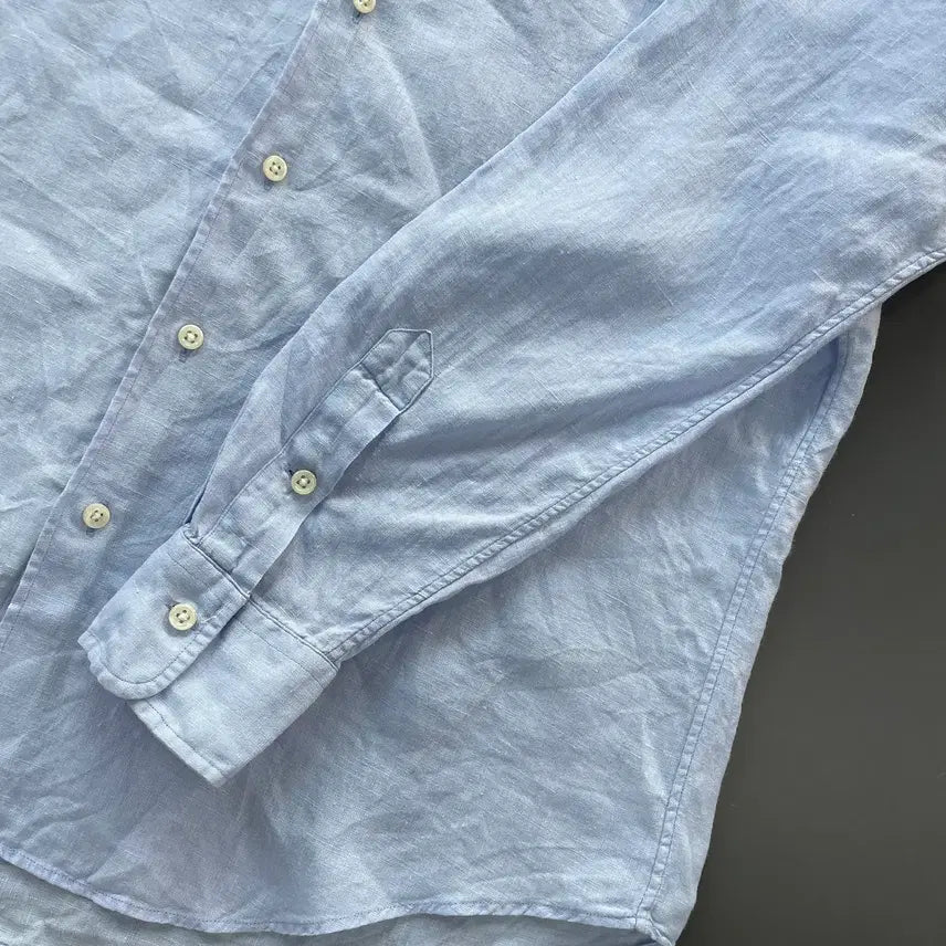 [BUNJANG] Polo Ralph Lauren Linen Dress Shirt / [L] 폴로 랄프로렌 자수 로고 린넨 드레스 셔츠 커스텀핏