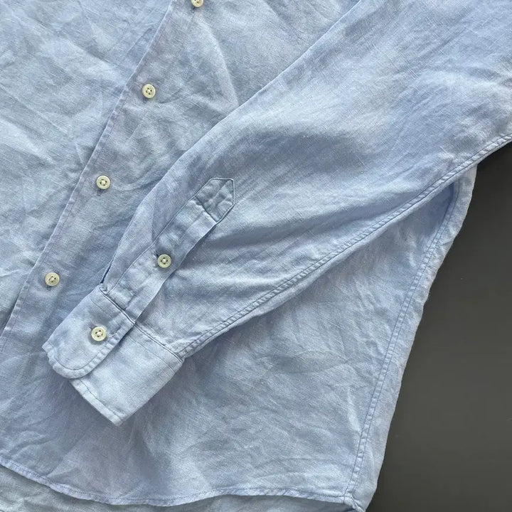 [BUNJANG] Polo Ralph Lauren Linen Dress Shirt / [L] 폴로 랄프로렌 자수 로고 린넨 드레스 셔츠 커스텀핏