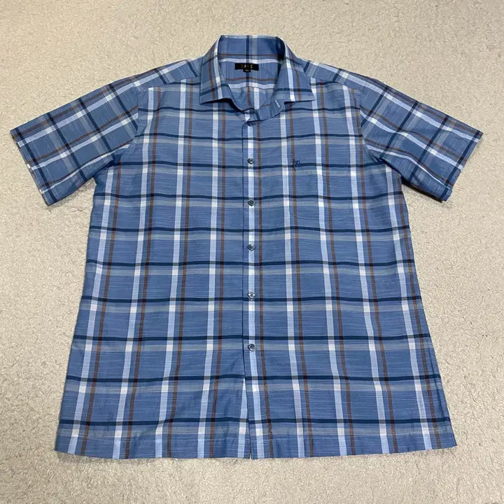 [BUNJANG] Daks Blue Check Short Sleeve Shirt 110 / 닥스 블루 체크 반팔 셔츠 110