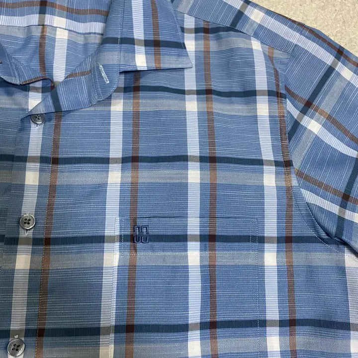 [BUNJANG] Daks Blue Check Short Sleeve Shirt 110 / 닥스 블루 체크 반팔 셔츠 110