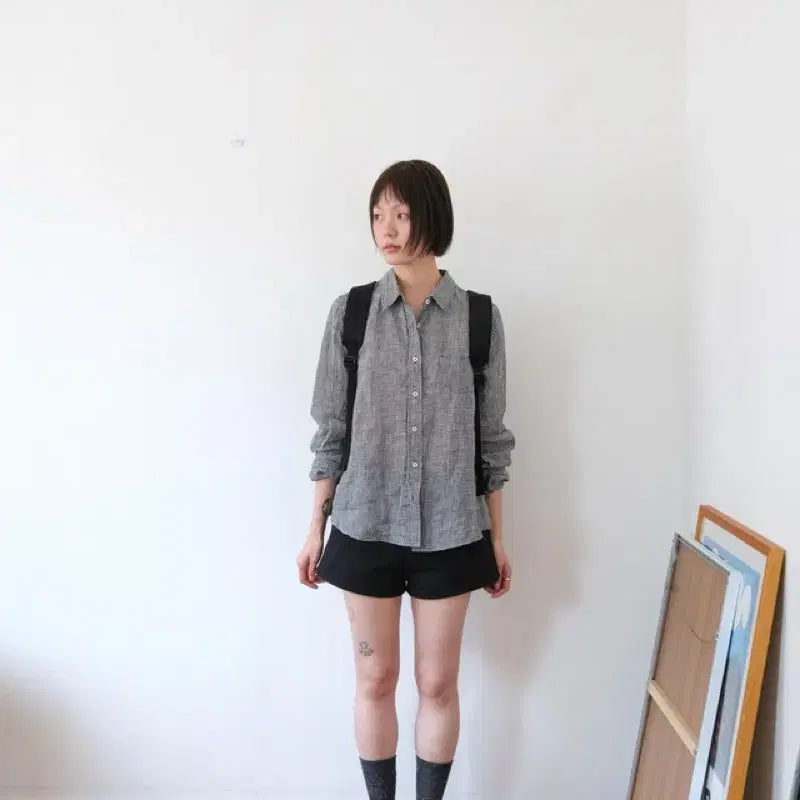 [BUNJANG] The Buttercream Linen Check Shirt / 더버터크림 린넨 체크 셔츠