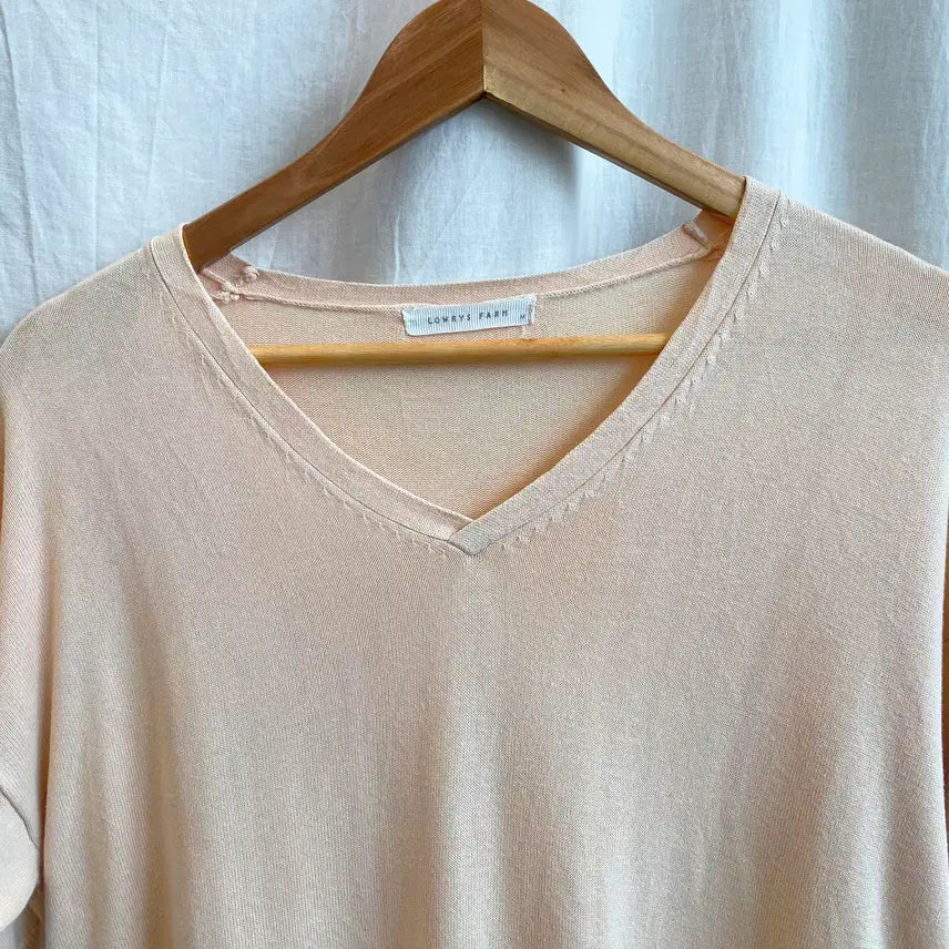 [BUNJANG] LOWRYS FARM Beige Short Sleeve Knit Top (M) / LOWRYS FARM 베이지 반팔니트탑(M)