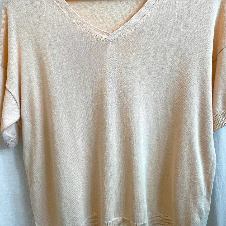 [BUNJANG] LOWRYS FARM Beige Short Sleeve Knit Top (M) / LOWRYS FARM 베이지 반팔니트탑(M)