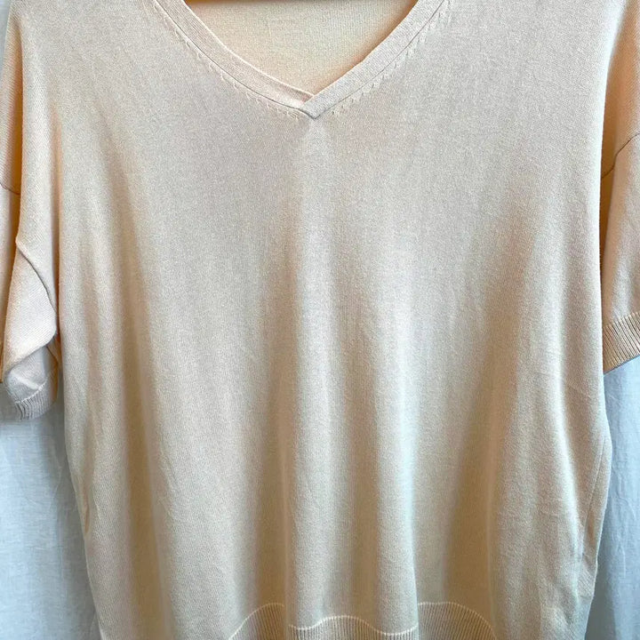 [BUNJANG] LOWRYS FARM Beige Short Sleeve Knit Top (M) / LOWRYS FARM 베이지 반팔니트탑(M)