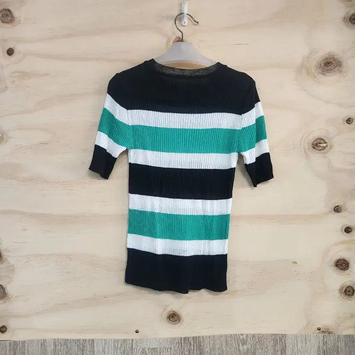 [BUNJANG] Striped Knit Summer Short Sleeve Top / 549) 여성 여름 니트 반팔티