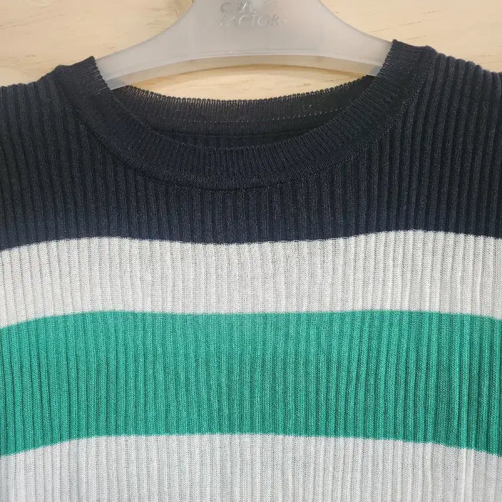 [BUNJANG] Striped Knit Summer Short Sleeve Top / 549) 여성 여름 니트 반팔티