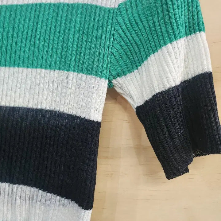 [BUNJANG] Striped Knit Summer Short Sleeve Top / 549) 여성 여름 니트 반팔티