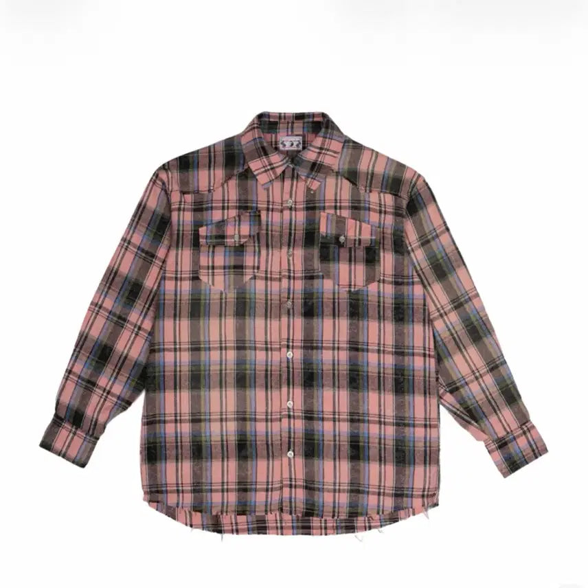 [BUNJANG] Roughneck Washed Check Shirt - Pink / 러프넥 워싱 체크 셔츠 핑크