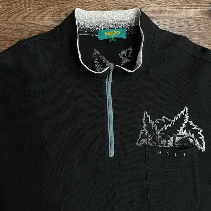 [BUNJANG] KENZO Half-Zip Short Sleeve T-shirt / 겐조 KENZO 일본판 블랙 하프집업 반팔 티셔츠