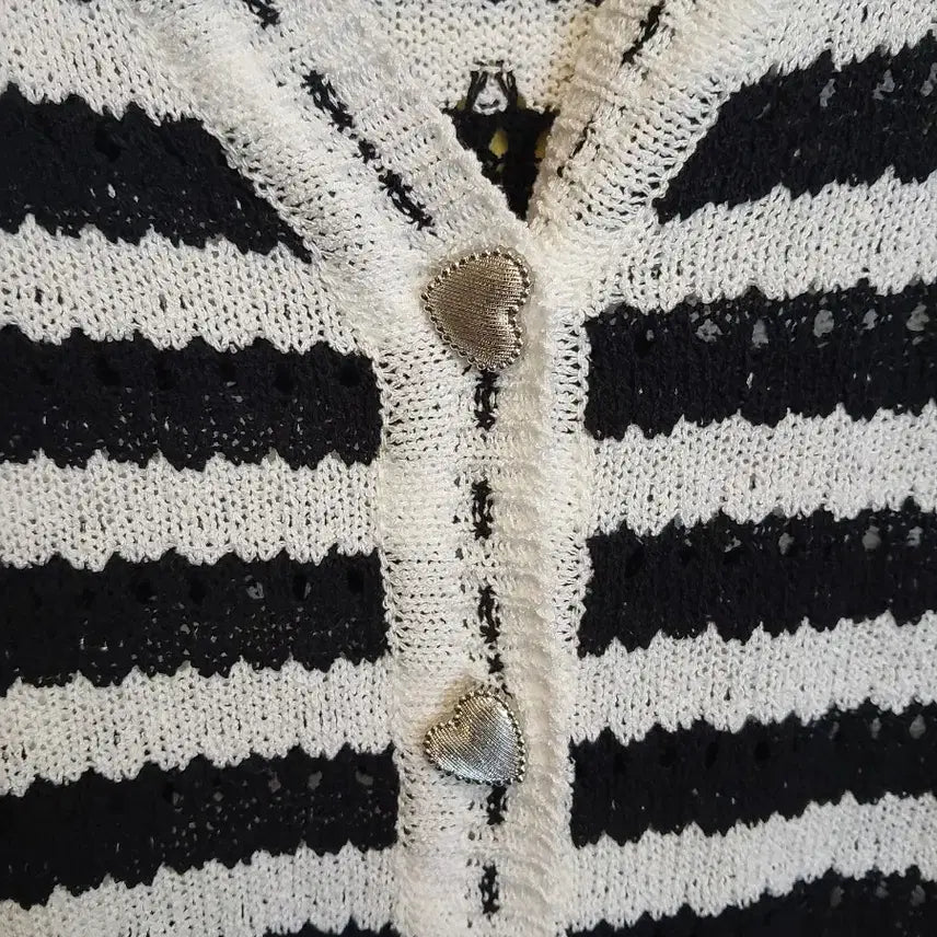 [BUNJANG] 66Girls Striped Short Sleeve Knit Cardigan / 66걸즈 스트라이프 반팔 니트 가디건