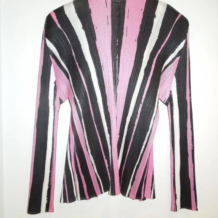[BUNJANG] Pleats Please Striped Pattern Cardigan / 플리츠플리즈 스트라이프 패턴 가디건