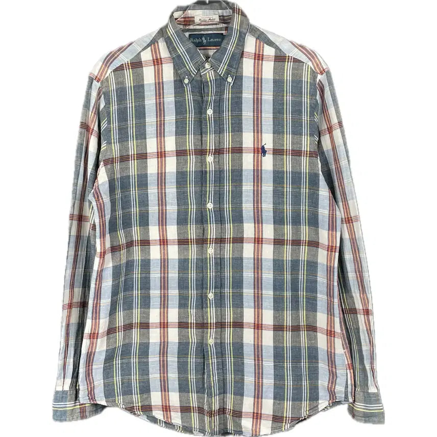 [BUNJANG] Polo Ralph Lauren Linen Tartan Check Shirt / [M] 폴로 랄프로렌 자수 로고 린넨 타탄 체크 셔츠