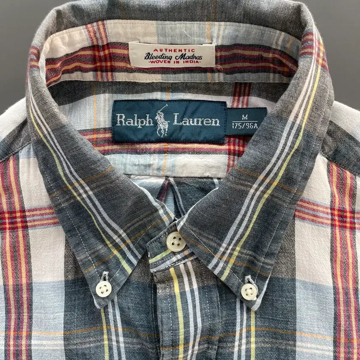 [BUNJANG] Polo Ralph Lauren Linen Tartan Check Shirt / [M] 폴로 랄프로렌 자수 로고 린넨 타탄 체크 셔츠