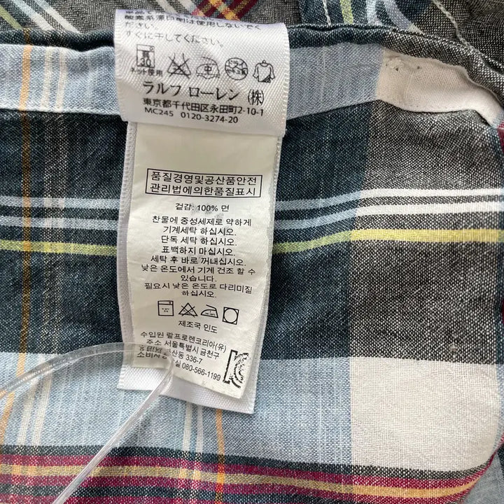 [BUNJANG] Polo Ralph Lauren Linen Tartan Check Shirt / [M] 폴로 랄프로렌 자수 로고 린넨 타탄 체크 셔츠
