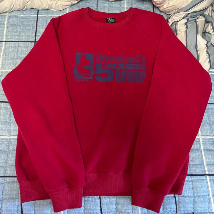 [BUNJANG] TEKET Red Fleece Sweatshirt L / TEKET 빨간색 기모 맨투맨 티셔츠 L
