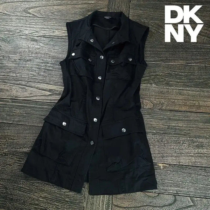 [BUNJANG] DKNY Multi Pocket Long Field Vest Black M20207 / 도나카란뉴욕 멀티 포켓 롱 야상 베스트 블랙 M20207