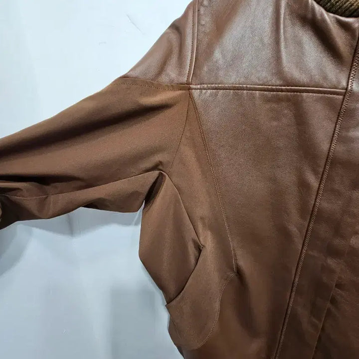 [BUNJANG] Hilumming Brown Leather Bomber Jacket / 허밍(Hilumming)브라운 레더 봄버 자켓