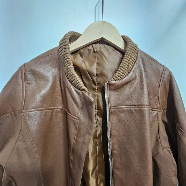 [BUNJANG] Hilumming Brown Leather Bomber Jacket / 허밍(Hilumming)브라운 레더 봄버 자켓