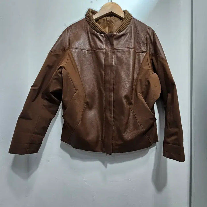 [BUNJANG] Hilumming Brown Leather Bomber Jacket / 허밍(Hilumming)브라운 레더 봄버 자켓