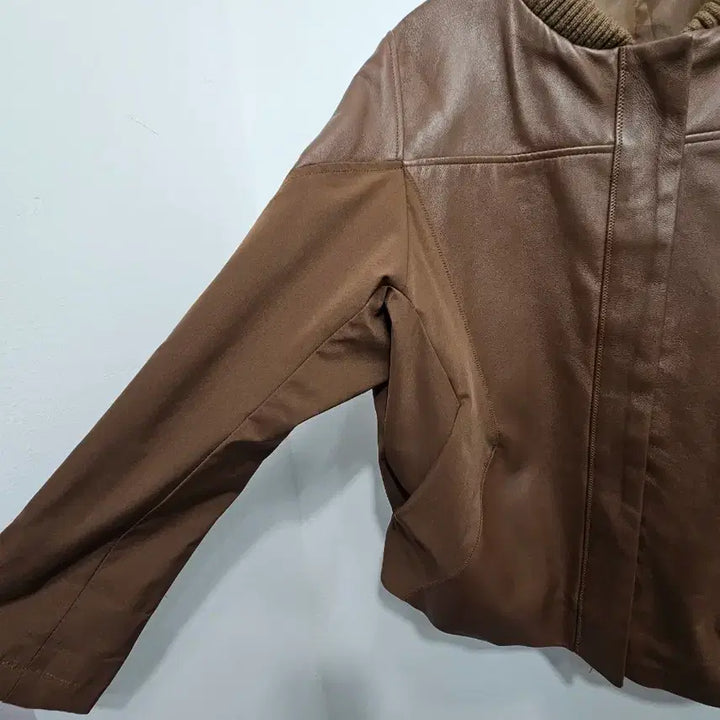 [BUNJANG] Hilumming Brown Leather Bomber Jacket / 허밍(Hilumming)브라운 레더 봄버 자켓
