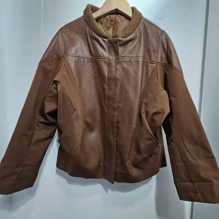 [BUNJANG] Hilumming Brown Leather Bomber Jacket / 허밍(Hilumming)브라운 레더 봄버 자켓