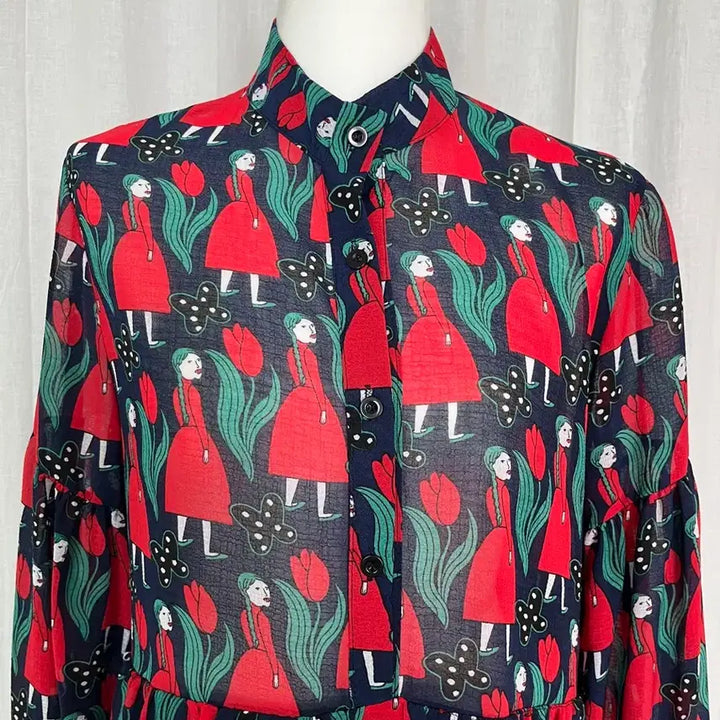 [BUNJANG] Patterned Chiffon Shirt Dress / 새상품//패턴 셔츠 쉬폰원피스