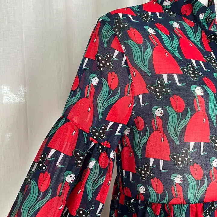 [BUNJANG] Patterned Chiffon Shirt Dress / 새상품//패턴 셔츠 쉬폰원피스