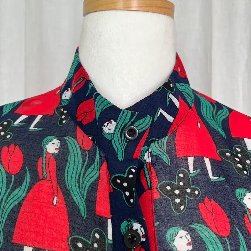 [BUNJANG] Patterned Chiffon Shirt Dress / 새상품//패턴 셔츠 쉬폰원피스