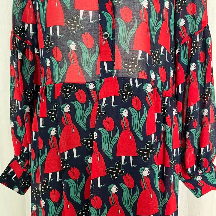[BUNJANG] Patterned Chiffon Shirt Dress / 새상품//패턴 셔츠 쉬폰원피스