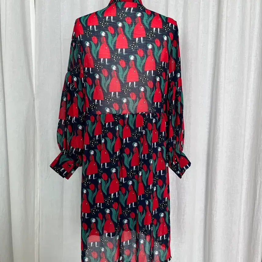 [BUNJANG] Patterned Chiffon Shirt Dress / 새상품//패턴 셔츠 쉬폰원피스