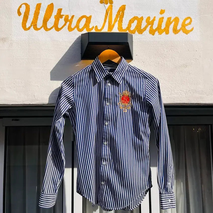 [BUNJANG] Polo Ralph Lauren Crest Embroidered Stripe Shirt / 폴로 랄프로렌 크레스트 자수 스트라이프 셔츠