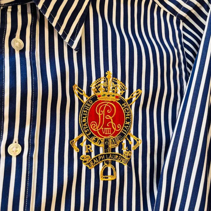 [BUNJANG] Polo Ralph Lauren Crest Embroidered Stripe Shirt / 폴로 랄프로렌 크레스트 자수 스트라이프 셔츠