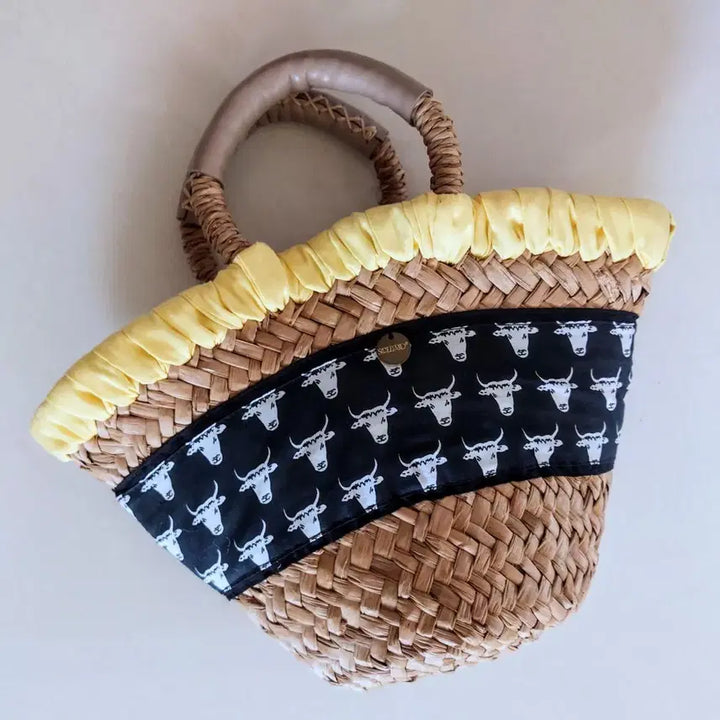 [BUNJANG] French Rattan Leather Tote Bag / 프랑스 라탄 소가죽 손잡이 토트백