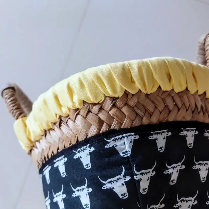 [BUNJANG] French Rattan Leather Tote Bag / 프랑스 라탄 소가죽 손잡이 토트백