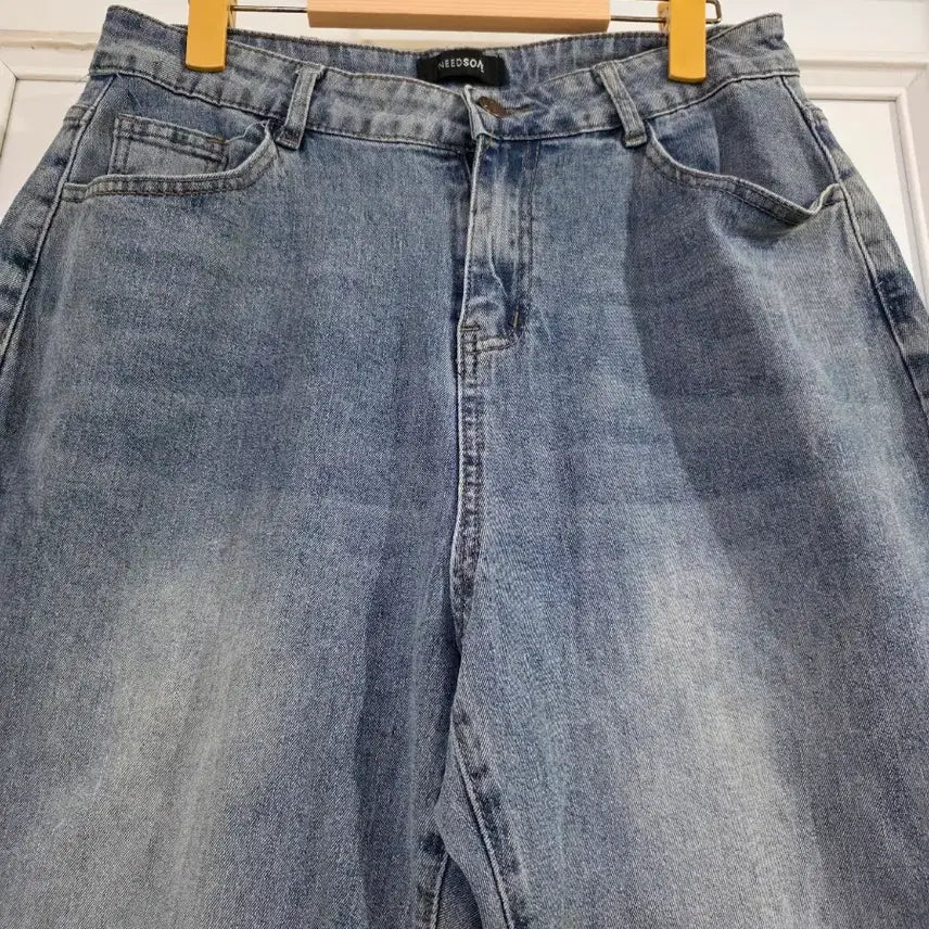 [BUNJANG] Spring Elastic Wide Jeans 77 / 봄  밴딩  스판  와이드  청통바지   77사이즈