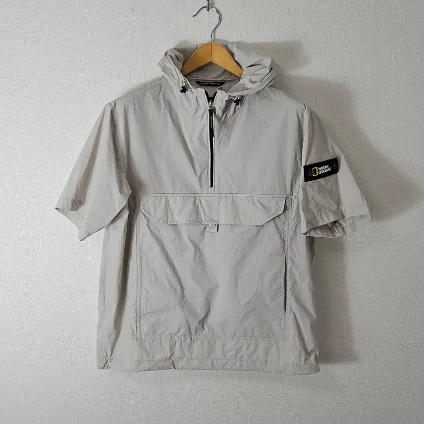 [SOLD OUT] 네셔널지오그래픽 우븐 아노락 반팔 후드자켓 M 95 (거의 새상품)
