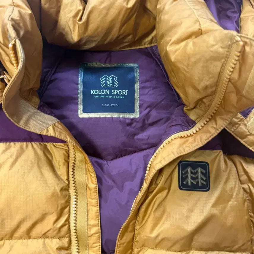 [BUNJANG] Kolon Sport Goose Down Lightweight Padded Jacket / 코오롱스포츠 구스다운 경량 패딩 옐로우/퍼플 85