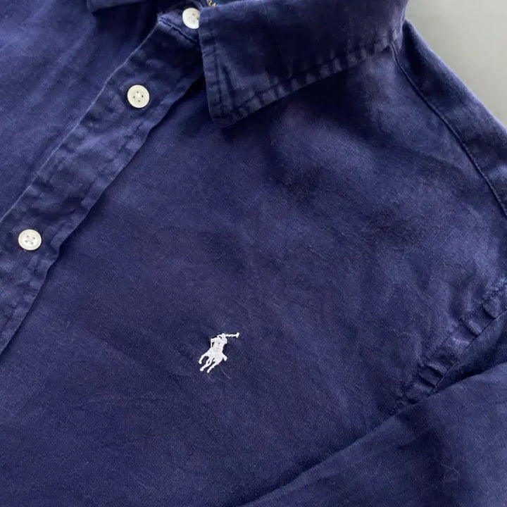 [SOLD OUT] [L] 폴로 랄프로렌 자수 로고 린넨 셔츠 릴렉스 핏 QR인증