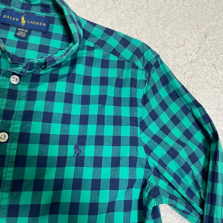 [BUNJANG] Polo Ralph Lauren Kids Checkered Shirt / 폴로 랄프로렌 키즈 아동 체크 셔츠 남방 그린 10-12