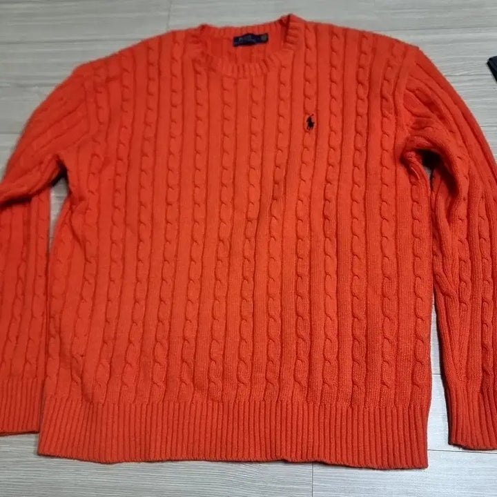 [BUNJANG] Polo Ralph Lauren Cable Knit Sweater / 폴로 랄프로렌 케이블 니트 오렌지(라지)