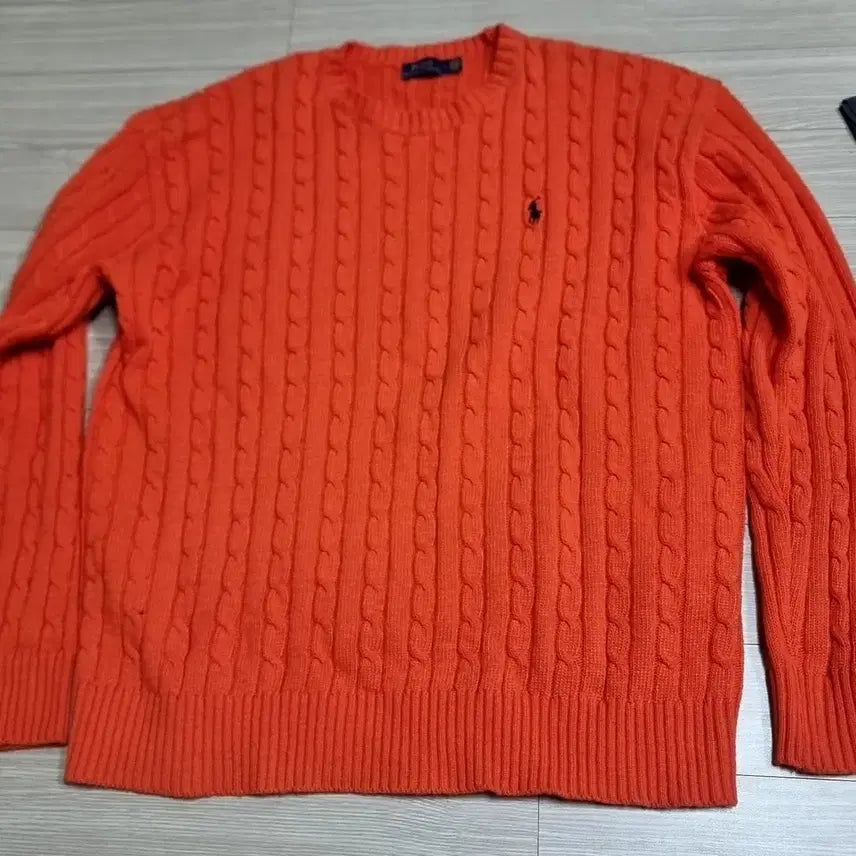 [BUNJANG] Polo Ralph Lauren Cable Knit Sweater / 폴로 랄프로렌 케이블 니트 오렌지(라지)