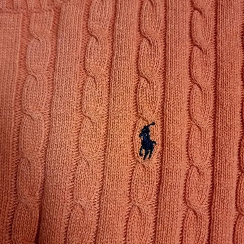 [BUNJANG] Polo Ralph Lauren Cable Knit Sweater / 폴로 랄프로렌 케이블 니트 오렌지(라지)