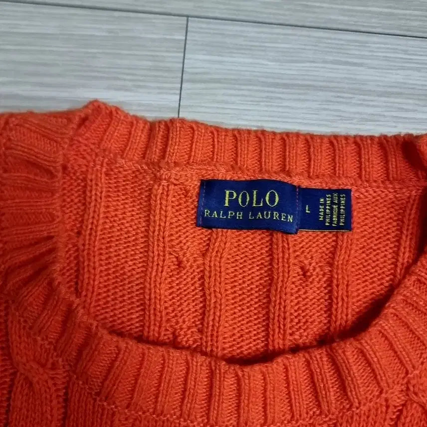 [BUNJANG] Polo Ralph Lauren Cable Knit Sweater / 폴로 랄프로렌 케이블 니트 오렌지(라지)