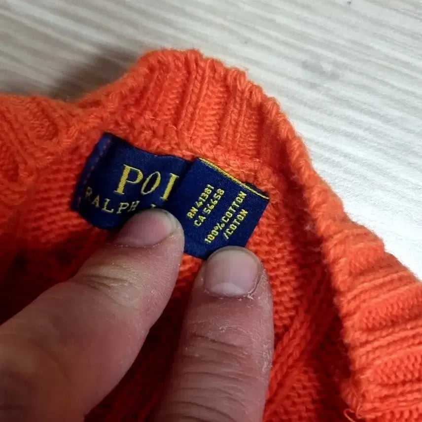 [BUNJANG] Polo Ralph Lauren Cable Knit Sweater / 폴로 랄프로렌 케이블 니트 오렌지(라지)