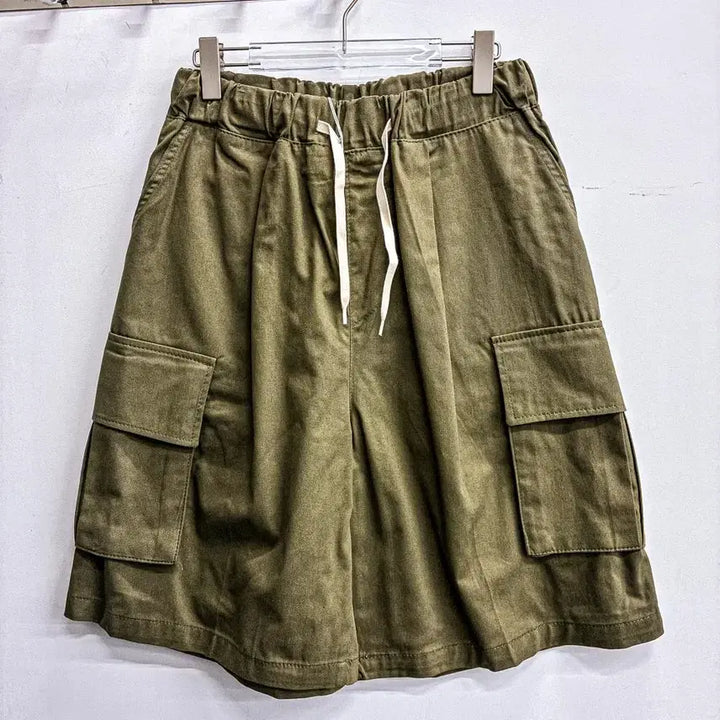 [BUNJANG] Washing Cargo Bermuda Shorts (Free Size) - Khaki / [새상품] 워싱 카고 버뮤다팬츠 (FREE) AF555 카키